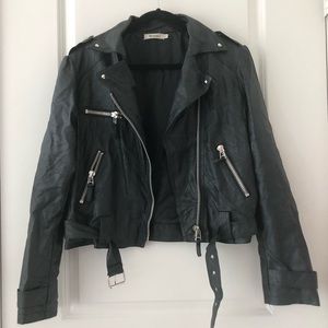 Faux leather moto jacket